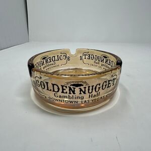 Vtg Golden Nugget Gambling Hall Ashtray Downtown Las Vegas Casino Round Glass